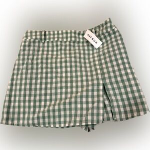 Pacsun L.A. Hearts green gingham check mini skort S NWT